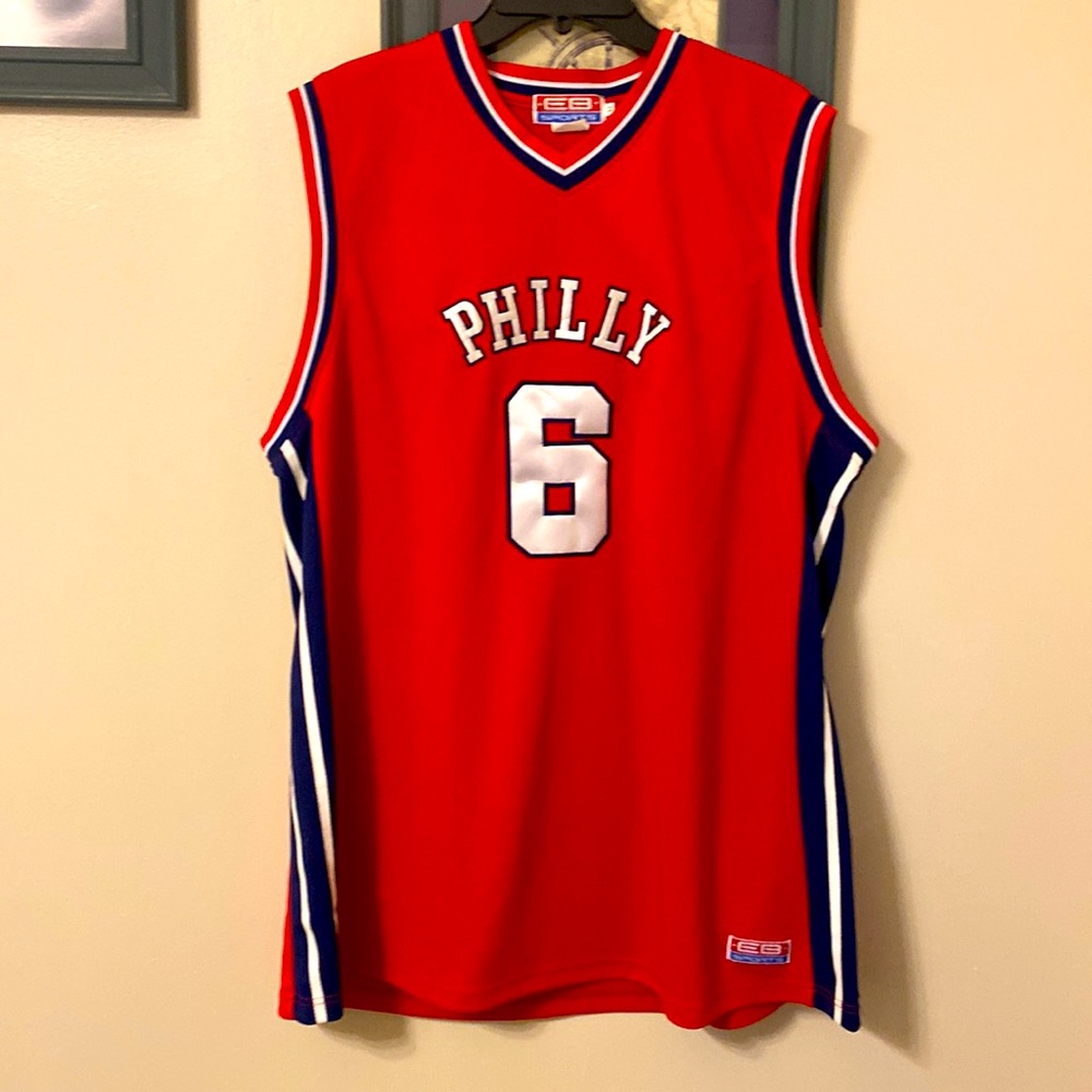 SIXERS JULIES ERVING JERSEY #6.  New worn.  XL